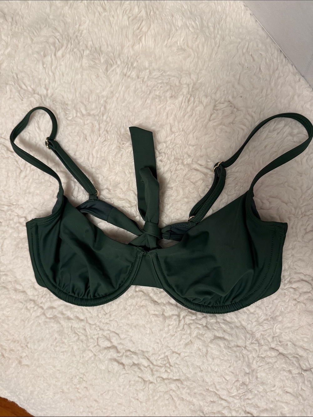 Quince Dark Green Underwire Swim Bra with Front Tie
